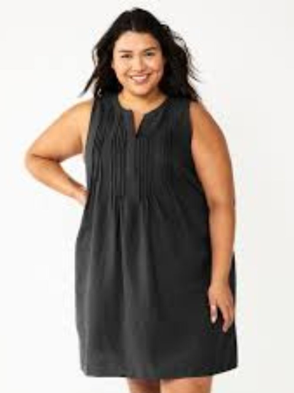 Sonoma Goods For Life® Sleeveless Black Pintuck Tank Dress